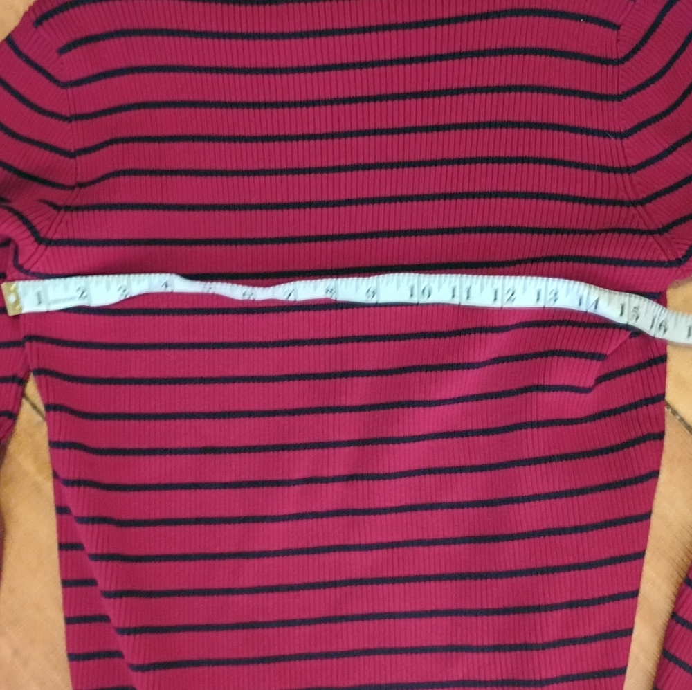 Lauren Ralph Lauren Red and Navy Blue Striped Sweater Size Large - Picture 4 of 5